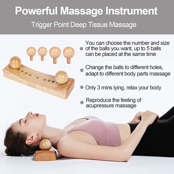 Wooden Trigger Point Massager | Hip Hook, Back & Neck Pain Relief Tool - Picture 3 of 6